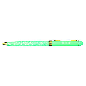 Stylo fin en métal laqué turquoise - Laetitia