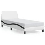 vidaXL Cadre de lit Dover blanc et noir 90x190 cm similicuir