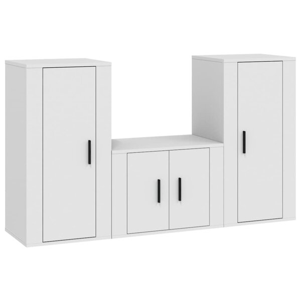 vidaXL Ensemble de meubles TV 3 Pièces Blanc Bois d'ingénierie