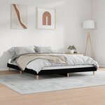 vidaXL Cadre de lit sans matelas noir 200x200 cm bois d'ingénierie