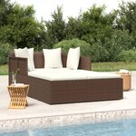 vidaXL Chaise longue avec coussins marron 182x118x63 cm résine tressée