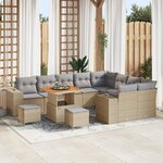 Ensemble de 12 pièces de canapé de jardin avec coussins beige poly rotin
