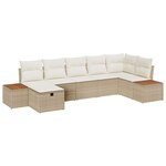 vidaXL Ensemble de canapé de jardin 7 Pièces Beige Poly rotin