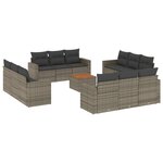 vidaXL Salon de jardin avec coussins 13 Pièces gris résine tressée
