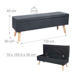 Banquette de rangement banc d'appoint 40 x 110 x 40 cm en similicuir noir 13_0017483