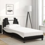 vidaXL Cadre de lit Viana avec LED sans matelas noir et blanc 90x190 cm