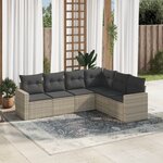 vidaXL Salon de jardin 6 Pièces avec coussins gris clair résine tressée