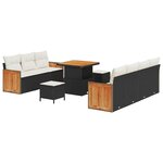 vidaXL Ensemble de canapé de jardin 10 Pièces Noir  Crème 80 x 80 x 71 cm