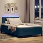 vidaXL Lit à ressort LED avec bandes LED Bleu 120 x 190 cm tissu