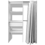 Vidaxl garde-robe avec rideau réglable en largeur 121-168 cm blanc