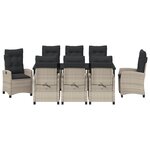 vidaXL Ensemble de Salle à Manger de Jardin de 9 pièces avec Coussins en Rattan Poly Gris Clair