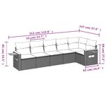 vidaXL Salon de jardin 6 Pièces avec coussins noir résine tressée