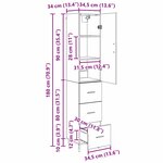 vidaXL Haut Armoire Bois Ancien 34 5 x 34 x 180 cm Bois d'ingénierie