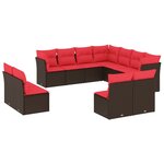vidaXL Salon de jardin et coussins 11 Pièces marron résine tressée