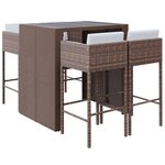 vidaXL Ensemble de bar de jardin avec coussins 5 Pièces marron poly rotin