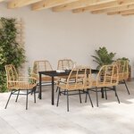 vidaXL Ensemble de salle à manger de jardin de 7 pièces marron poly rotin