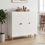 vidaXL Buffet Blanc brillant 89 x 34 5 x 80 cm Bois d'ingénierie