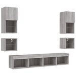 vidaXL Unités murales TV avec LED 8 Pièces gris sonoma bois d'ingénierie