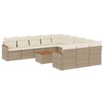 vidaXL Salon de jardin avec coussins 12 Pièces beige résine tressée