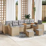vidaXL Ensemble de canapé de jardin 10 Pièces Beige et Gris clair