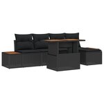 Ensemble de Canapé de Jardin de 6 Pièces Avec Coussins en Poly Rattan Noir