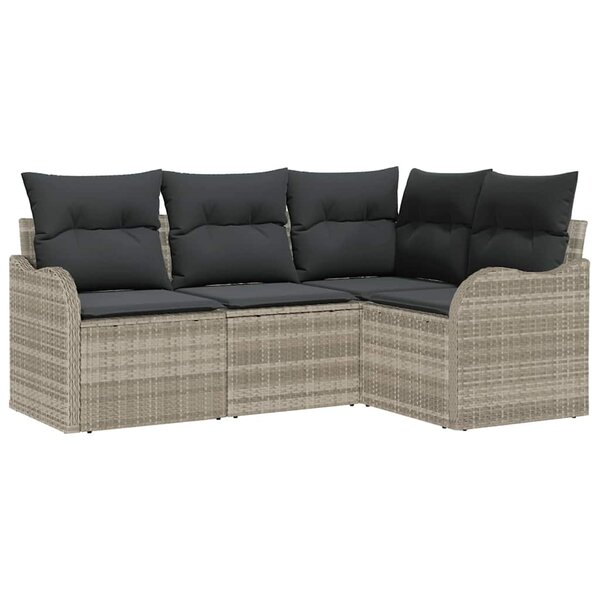 vidaXL Ensemble de canapé de jardin 4 Pièces Gris clair Poly rotin