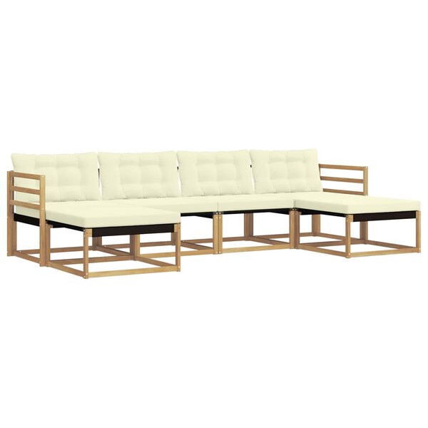 vidaXL Ensemble de canapés d'extérieur 6 pc Blanc et crème