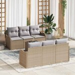 vidaXL Ensemble de canapé de jardin 7 Pièces Beige  Gris 55 x 55 x 37 cm