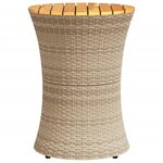 vidaXL Table d'appoint de jardin forme tambour beige rotin bois massif