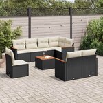 vidaXL Salon de jardin 9 Pièces avec coussins noir résine tressée