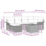 vidaXL Ensemble de canapé de jardin avec coussin 7 Pièces Noir Poly rotin