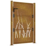 vidaXL Portail de jardin 105x155 cm acier corten conception d'herbe