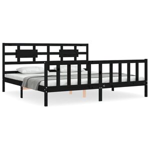 vidaXL Cadre de lit sans matelas noir 200x200 cm bois massif de pin