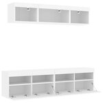 vidaXL Unités murales TV avec LED 5 Pièces blanc bois d'ingénierie