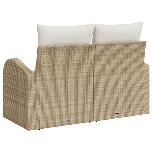 vidaXL Canapé de jardin 2 places avec rangement et coussins en poly rattan beige