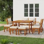 vidaXL Ensemble à manger de jardin coussins 9 Pièces Bois acacia
