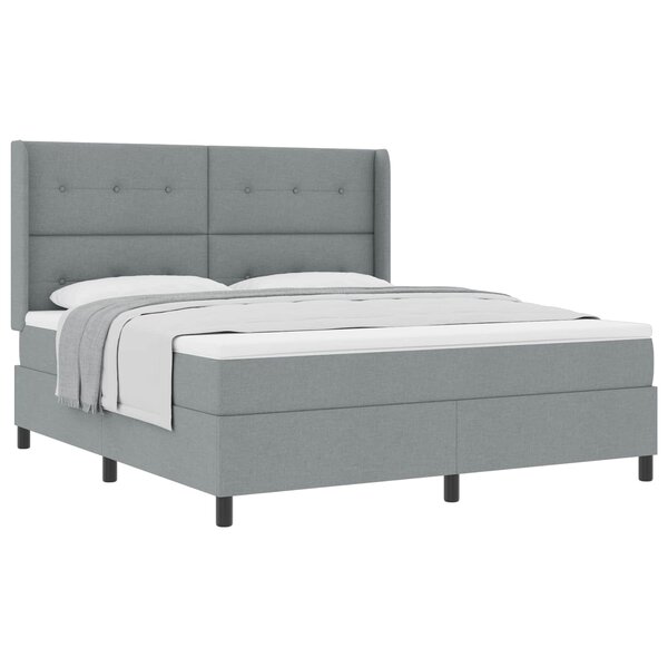 vidaXL Lit à ressorts avec matelas Gris clair 200 x 180 cm tissu