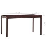 vidaXL Table à manger Marron foncé 140x70x73 cm Bois de pin