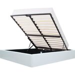 Lit adulte en simili blanc 140 x 190 cm avec coffre de rangement