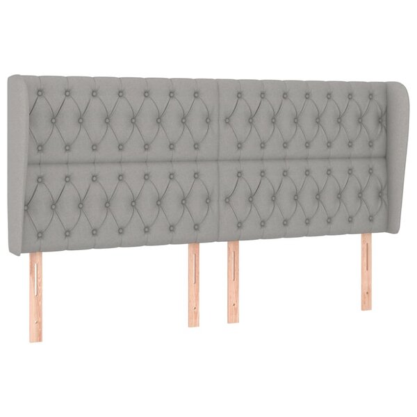vidaXL Tête de lit avec oreilles Gris clair 183x23x118/128 cm Tissu