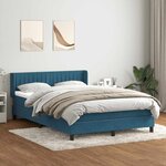vidaXL Sommier à lattes de lit et matelas bleu foncé 140x220cm velours