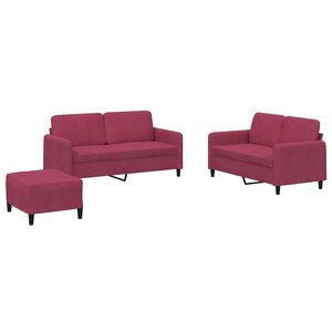 vidaXL Ensemble de canapés 3 Pièces rouge bordeaux velours