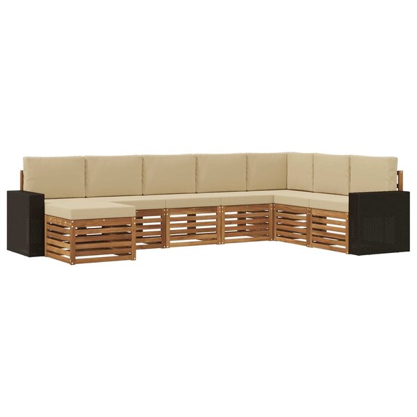 vidaXL Ensemble de canapés d'extérieur 8 pc Naturel et Beige