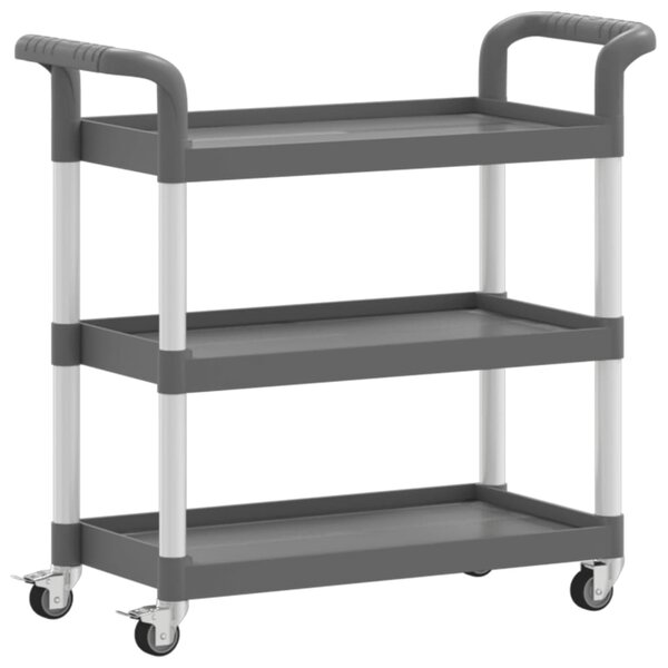 vidaXL Chariot à 3 niveaux gris 77x34x72 cm aluminium