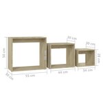vidaXL Tables gigognes 3 Pièces Chêne sonoma Aggloméré