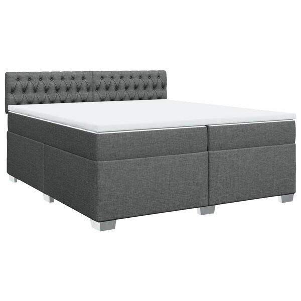 vidaXL Sommier à lattes de lit avec matelas Gris foncé 200x200cm Tissu