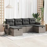 vidaXL Salon de jardin 6 Pièces avec coussins gris résine tressée