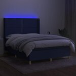 vidaXL Sommier à lattes de lit matelas et LED Bleu 140x200 cm Tissu