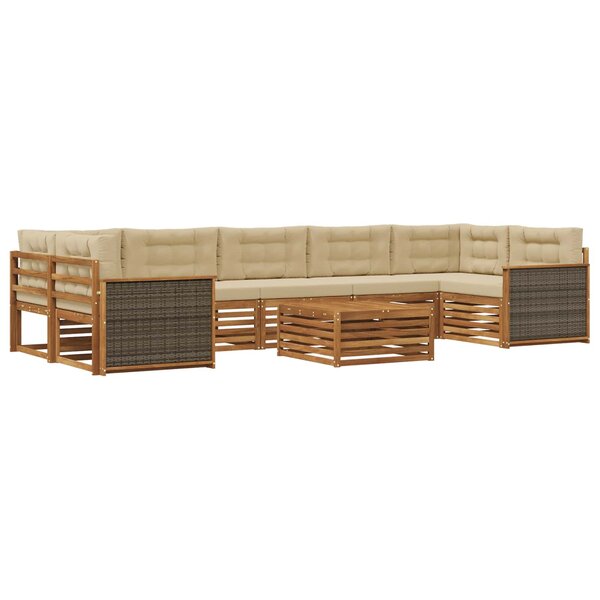 vidaXL Ensemble de canapés d'extérieur 8 pc Naturel et Beige