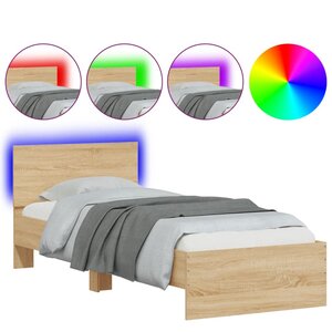 vidaXL Cadre de lit sans matelas avec lumières LED 75x190 cm